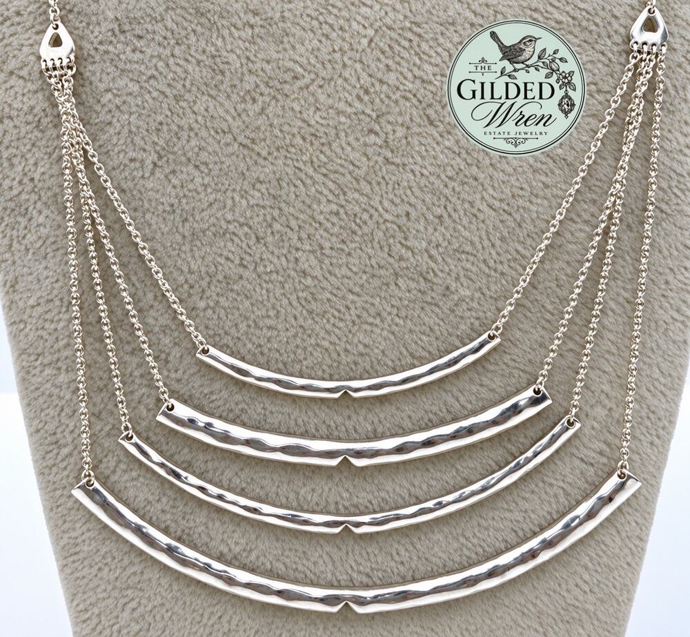 Silpada N3533 Sterling Silver Hammered 4 Tier Arc Necklace 18-20" Adjustable
